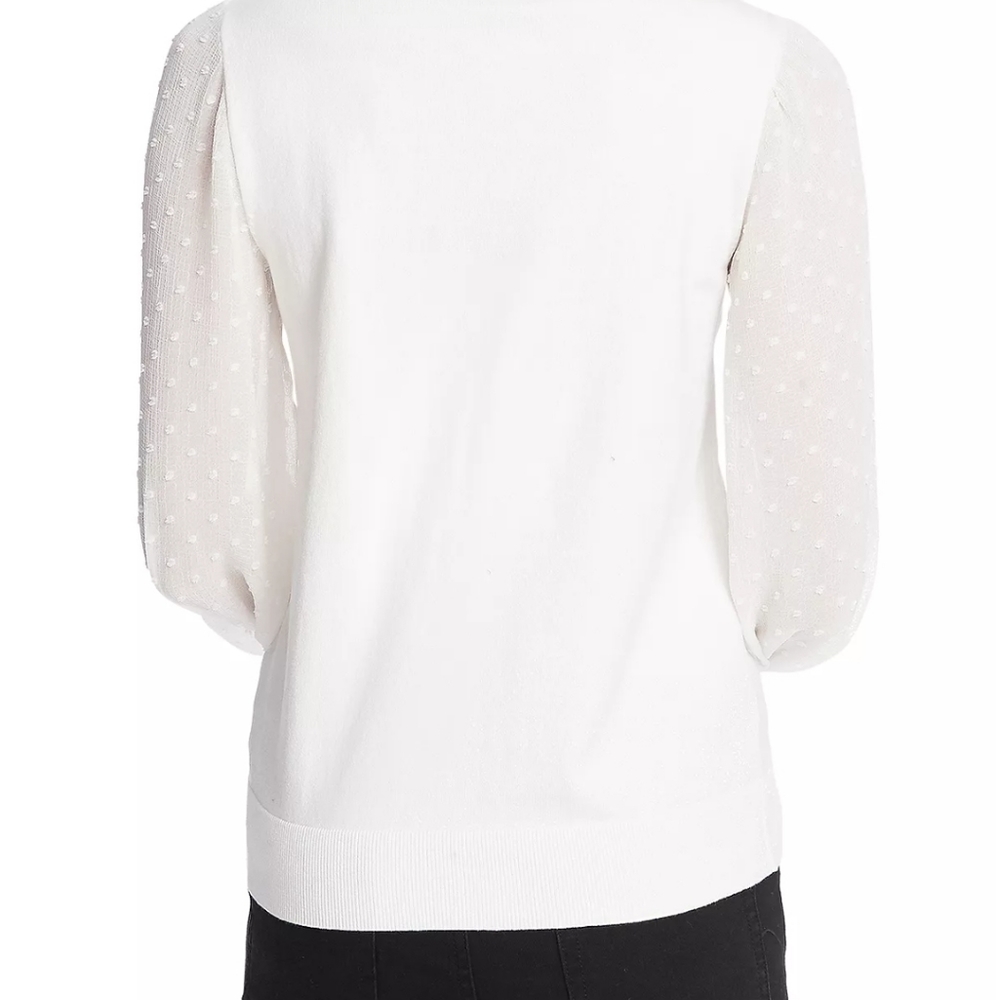 Cece clip dot mock neck sweater